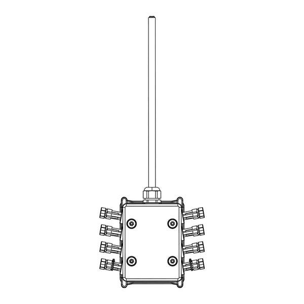 Junctionbox 16x uitgang | 15m kabel | 1 x 2,5mm2 + 9 x 1mm2
