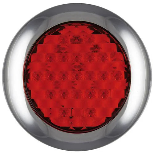 LED remlicht, achterlicht met chromen rand | 12-24v | 0,15m. kabel | 145RME