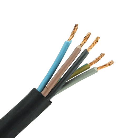 5-aderige kabel | 0,75mm² | zwart-bruin-blauw-geel|groen-groen | 100m
