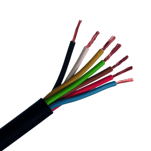 7-aderige kabel | 0,75mm² | zwart-rood-blauw-bruin-geel-groen-wit | 50m