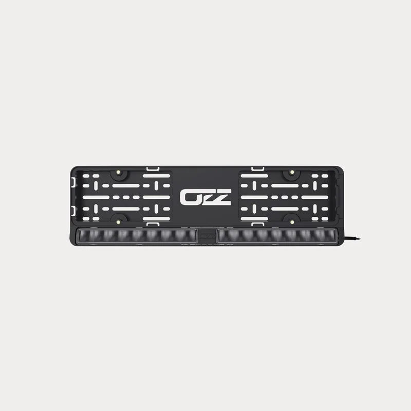 OZZ DLP1 kentekenplaathouder met lichtbalk, zwart met 2 LI