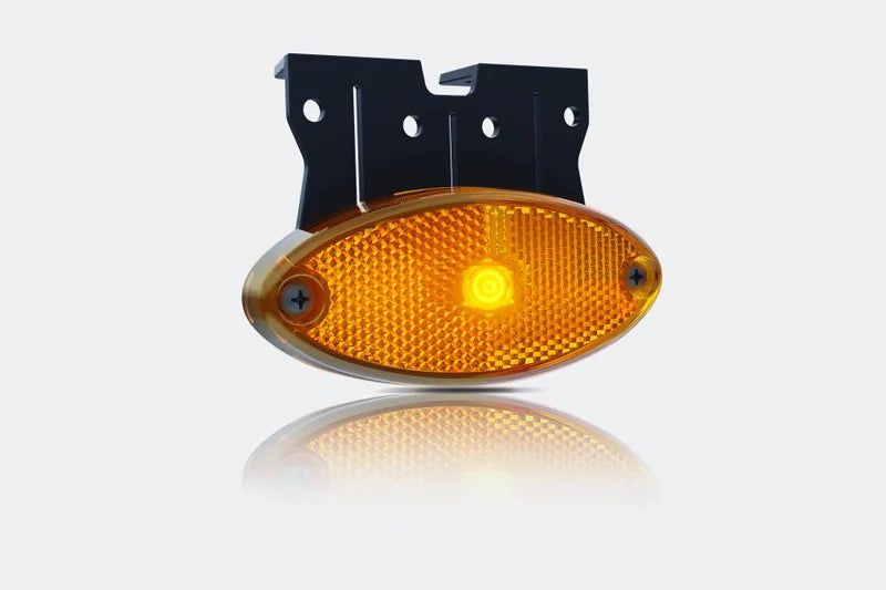 LED markeringslicht ovaal amber met steun | 12-24v | 0.75mm.2 connector | MV-5860A