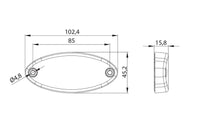 LED markeringslicht ovaal wit | 12-24v | 0,75mm². connector | MV-5810W