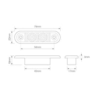 LED markeringslicht rood inbouw | 12-24v | 20cm. kabel | 7922RMB