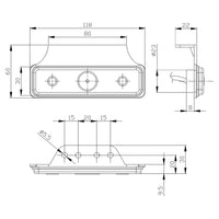 MV-2970W | LED markeringslicht wit | 12-24v | 50cm. kabel | MV-2950W