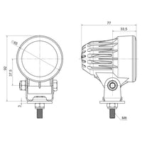 LED werklamp rond 1200lm, 12W, 12-24v, 1,5m. Kabel | WS-1112