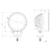 LED werklamp rond 2500lm, 22W, 12-24v, magneetvoet 7,8m