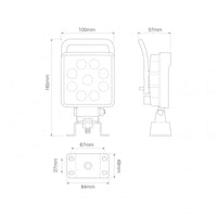 LED werklamp | 13,5 watt | 1710 lumen | 9-36v | 40cm kabel | IP69K | 10015BMSHB