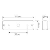 LED slimline opbouw knipperlicht - markeringslicht | 12-24v | 0,18m. kabel | 135AWME