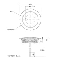 LED ADR inbouw mist-achteruitrijlicht 12-24v 250cm kabel